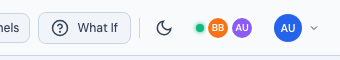 Online Users indicator in the header — green status dot and avatar stack for the two connected users