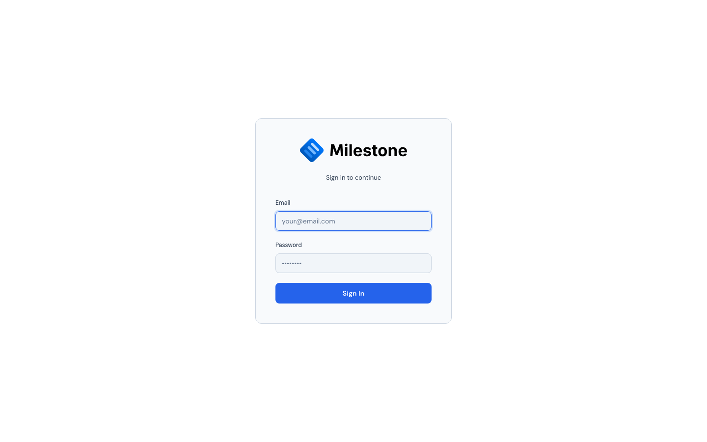 Login screen